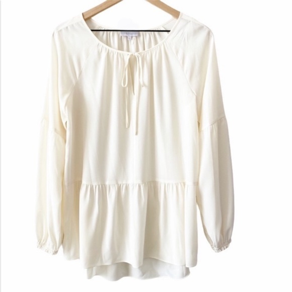 1. State Ivory Neck Tie Long Sleeve Blouse - Picture 3 of 9